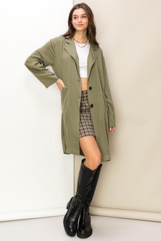 Button Front Oversized Coat