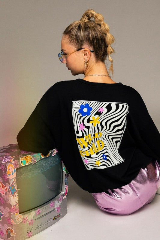 Long Sleeve Oversized Wild Child Pullover