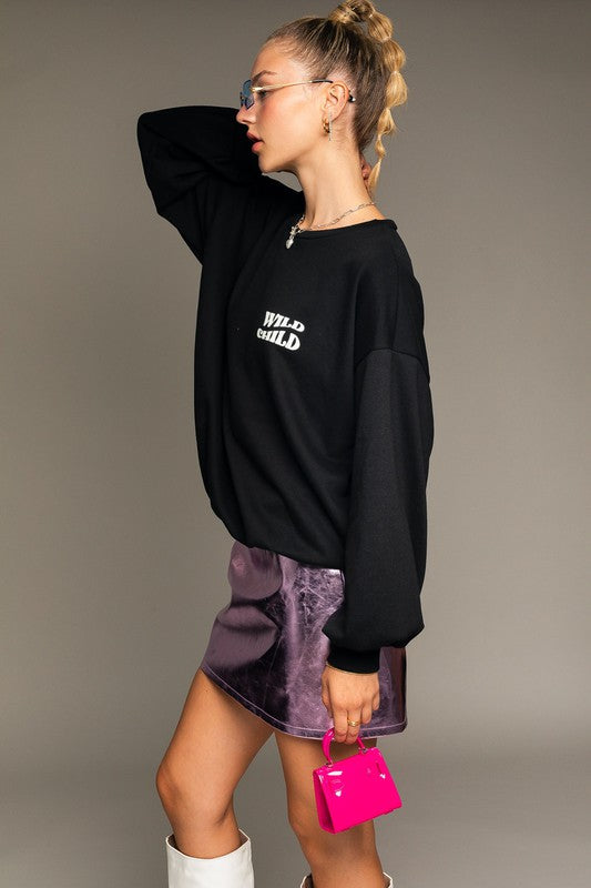 Long Sleeve Oversized Wild Child Pullover