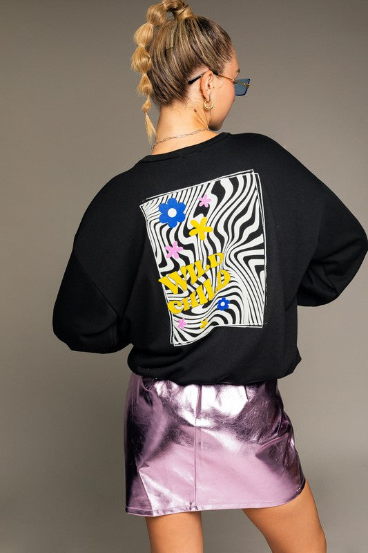 Long Sleeve Oversized Wild Child Pullover