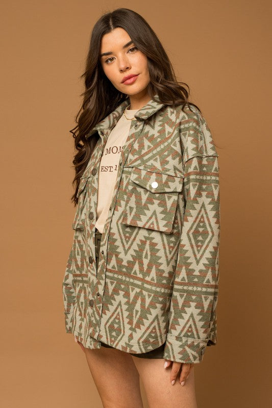 Aztec Pocket Print Shacket