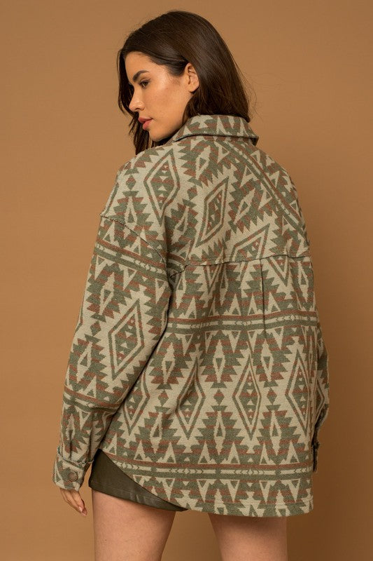 Aztec Pocket Print Shacket