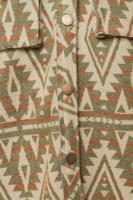 Aztec Pocket Print Shacket