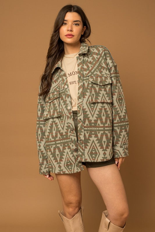 Aztec Pocket Print Shacket