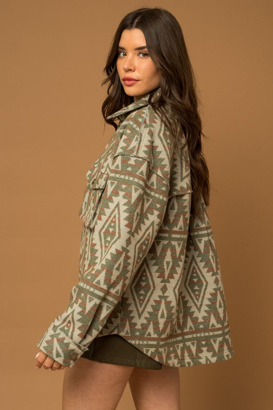 Aztec Pocket Print Shacket