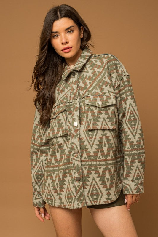 Aztec Pocket Print Shacket