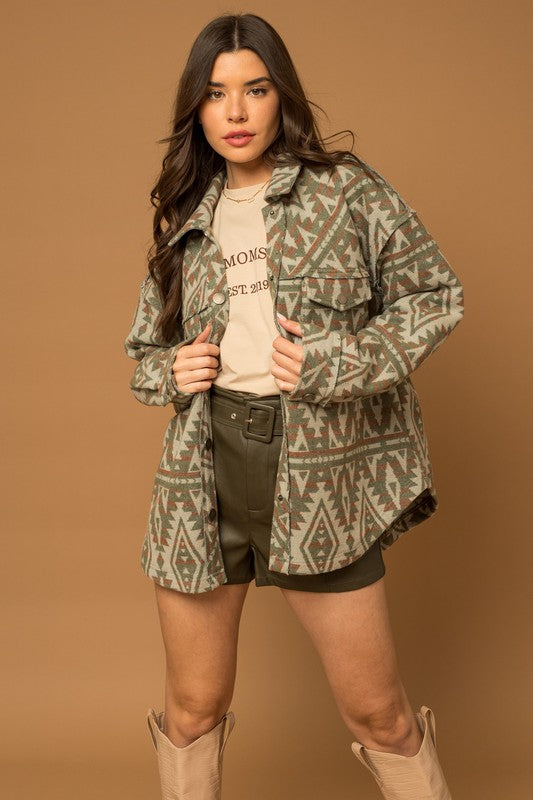 Aztec Pocket Print Shacket