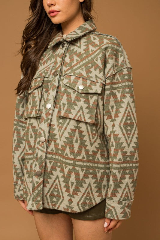 Aztec Pocket Print Shacket