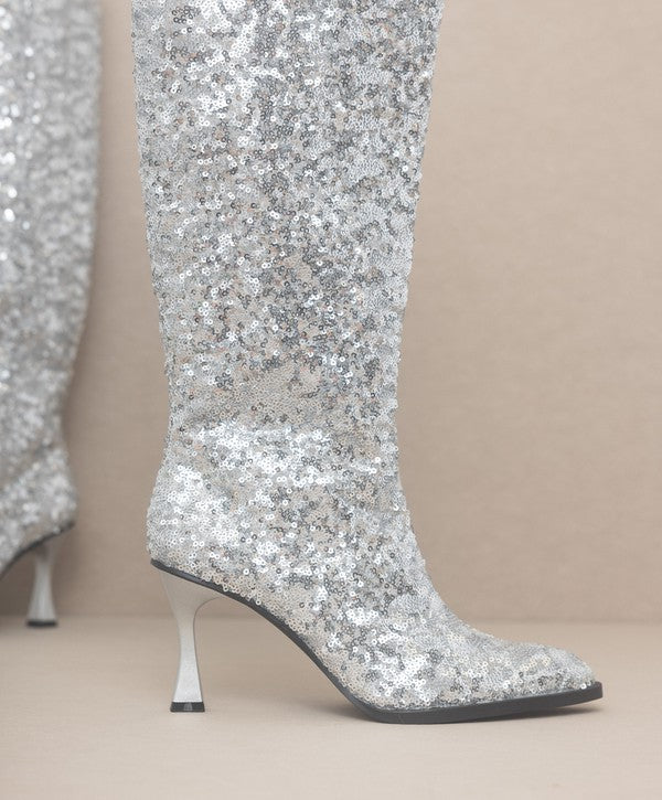 Jewel Knee High Sequin Boots