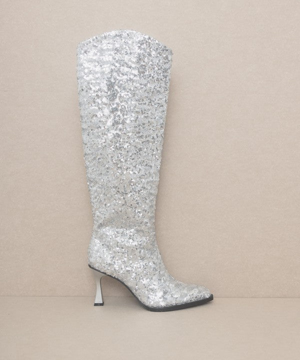 Jewel Knee High Sequin Boots