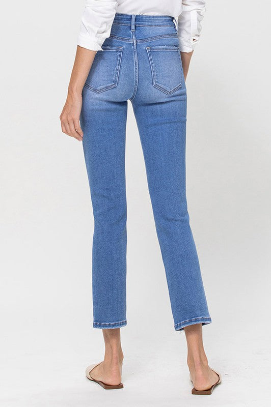 High Rise Crop Slim Straight Jeans