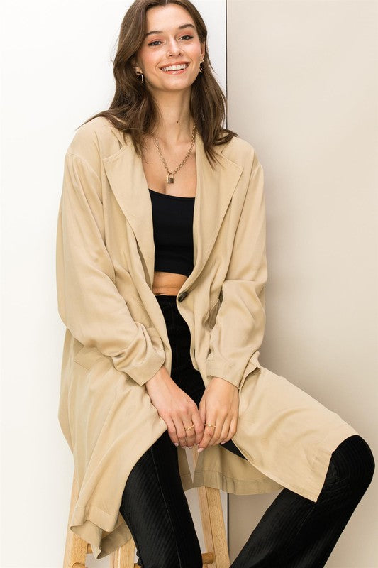 Button Front Oversized Coat