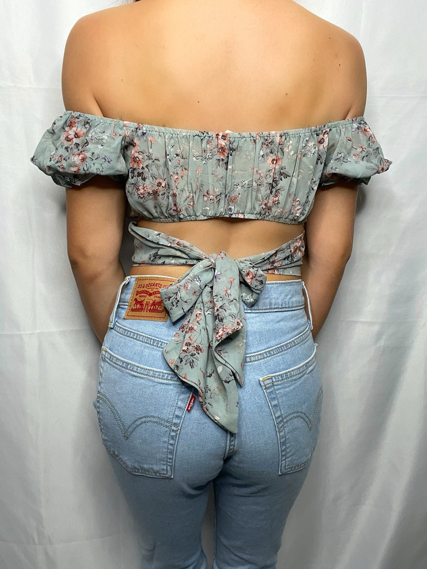 Mindy Floral Crop Top (Mint)