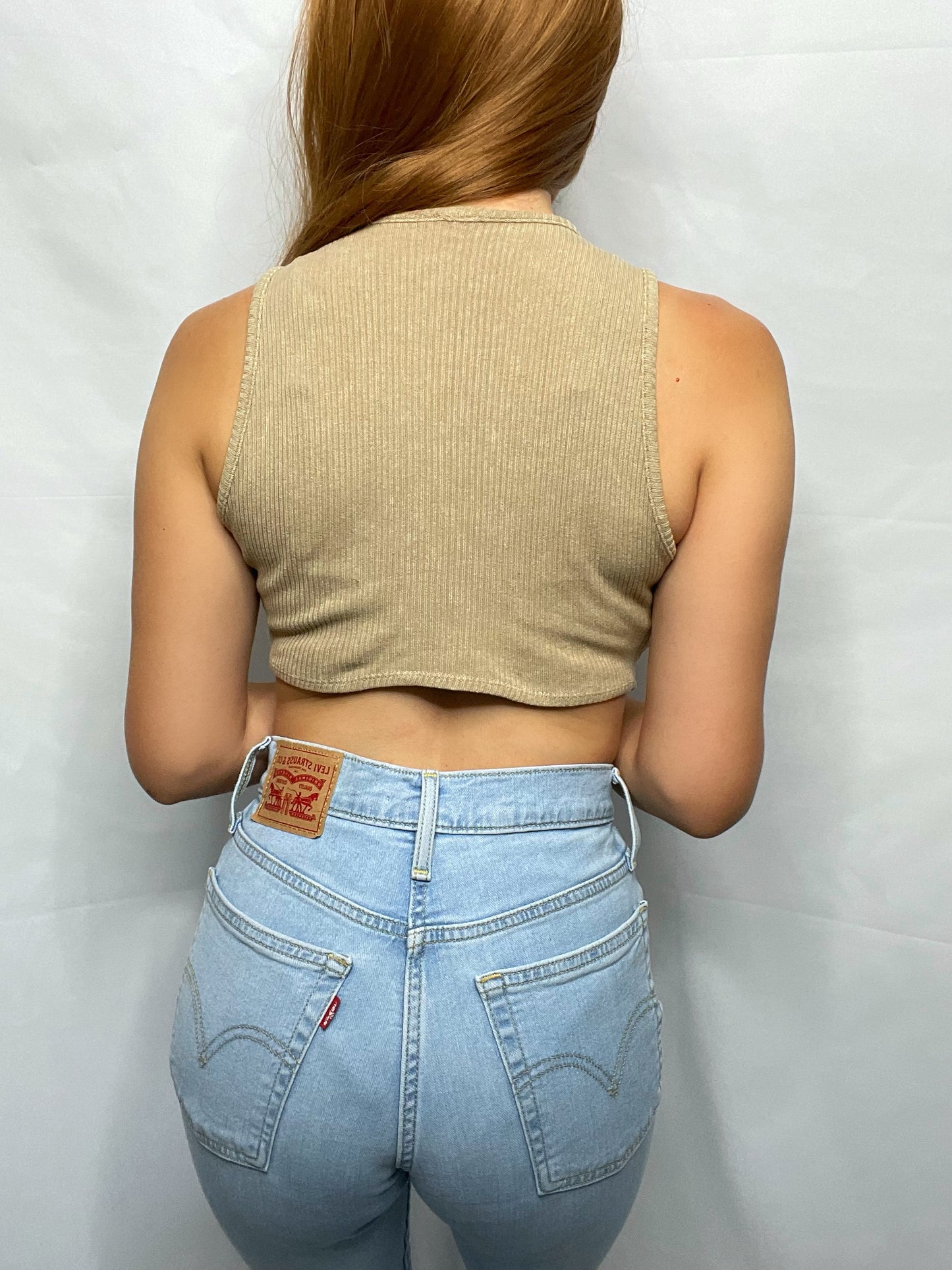 Laura Washed Crop Top (Taupe)