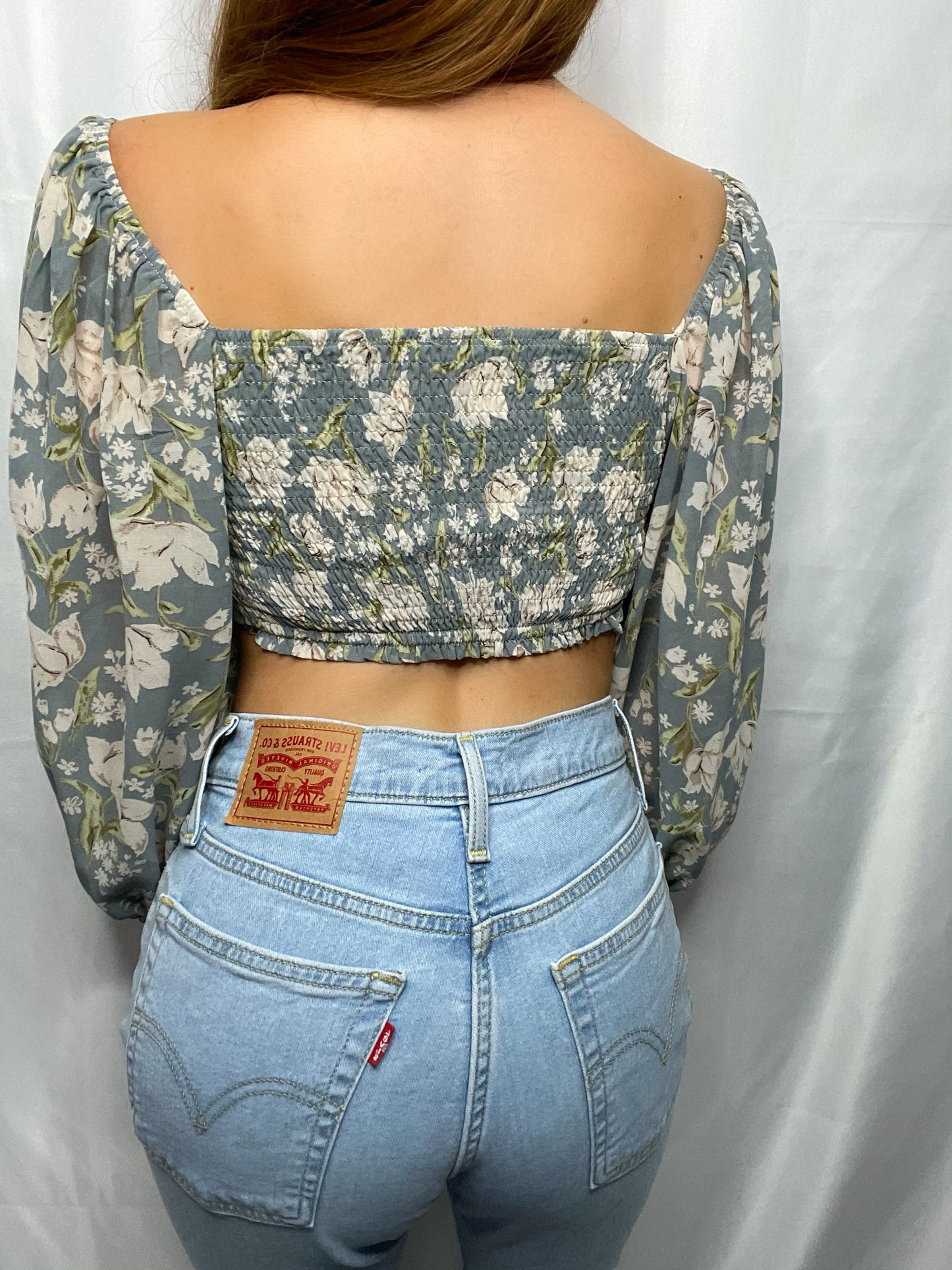 Stella Tie Crop Top (Sea Blue)