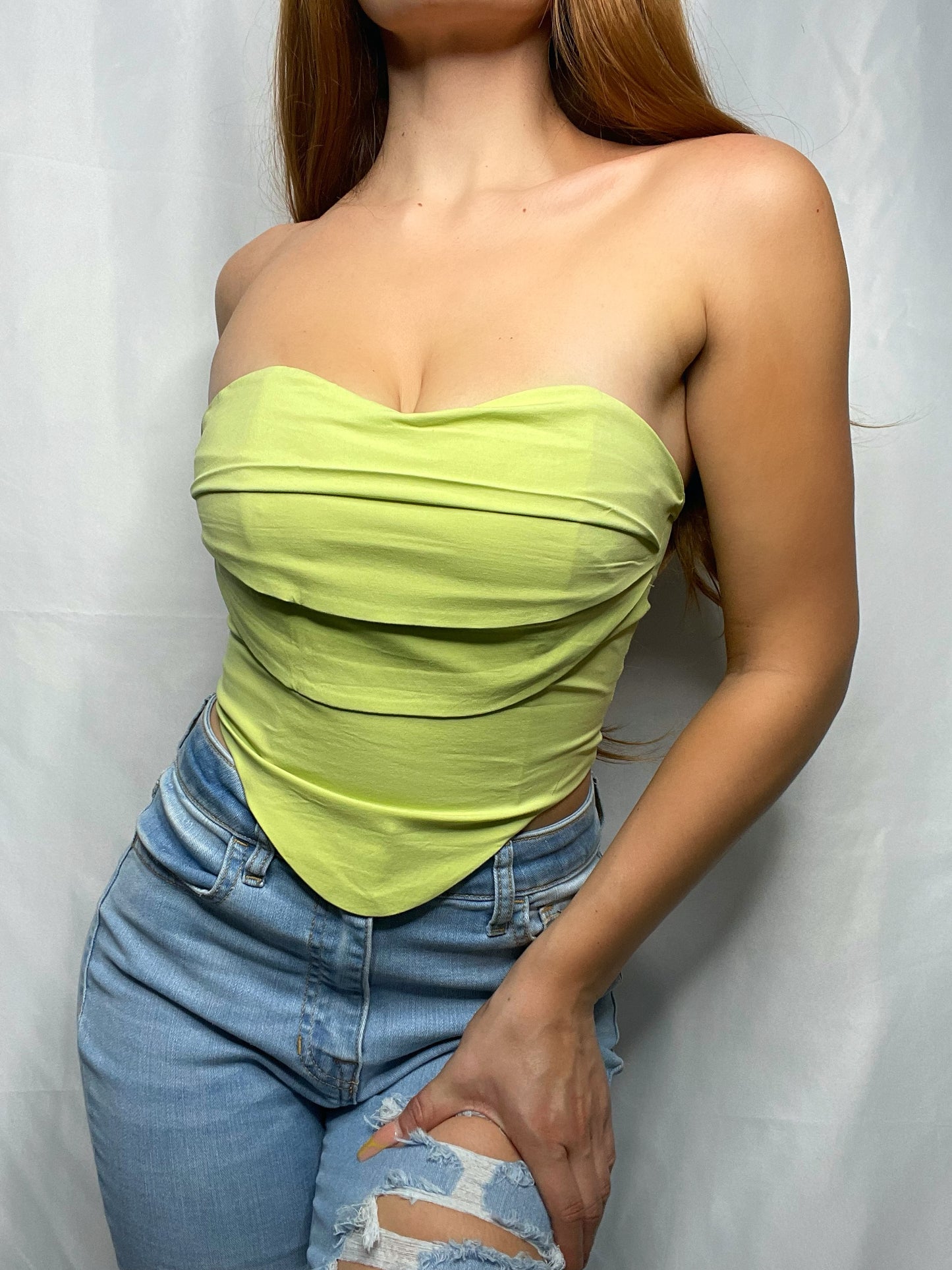 Amanda Strapless Corset Top (Avocado)