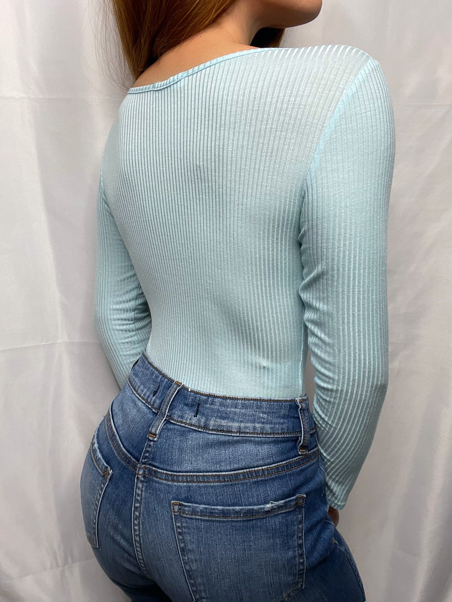 Crystal V Cut Bodysuit (Aqua)