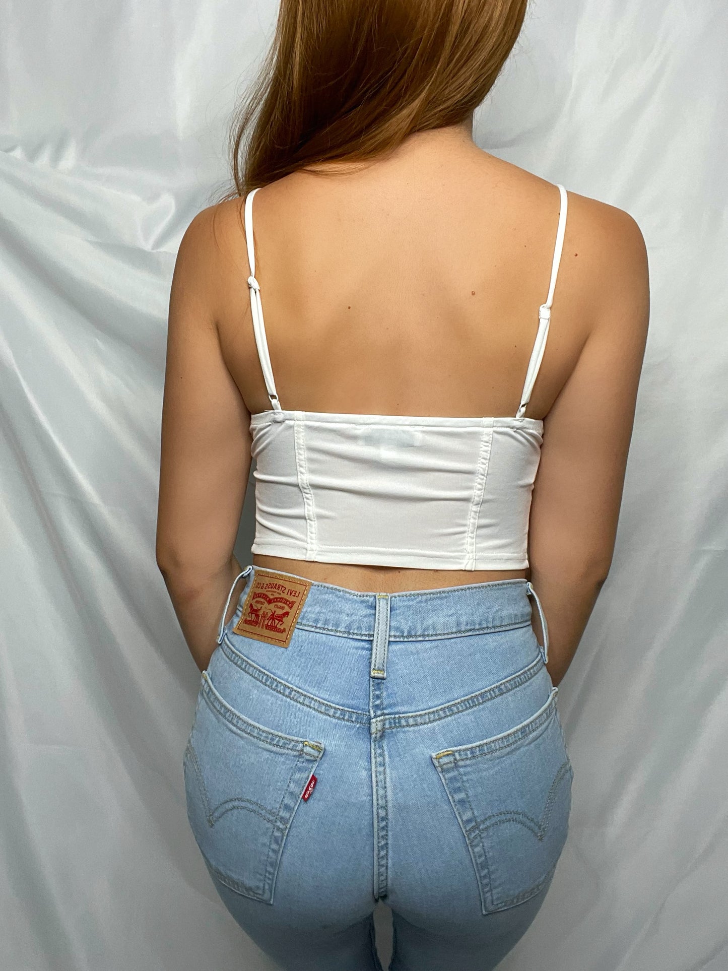 Carly Split Crop Top (White)