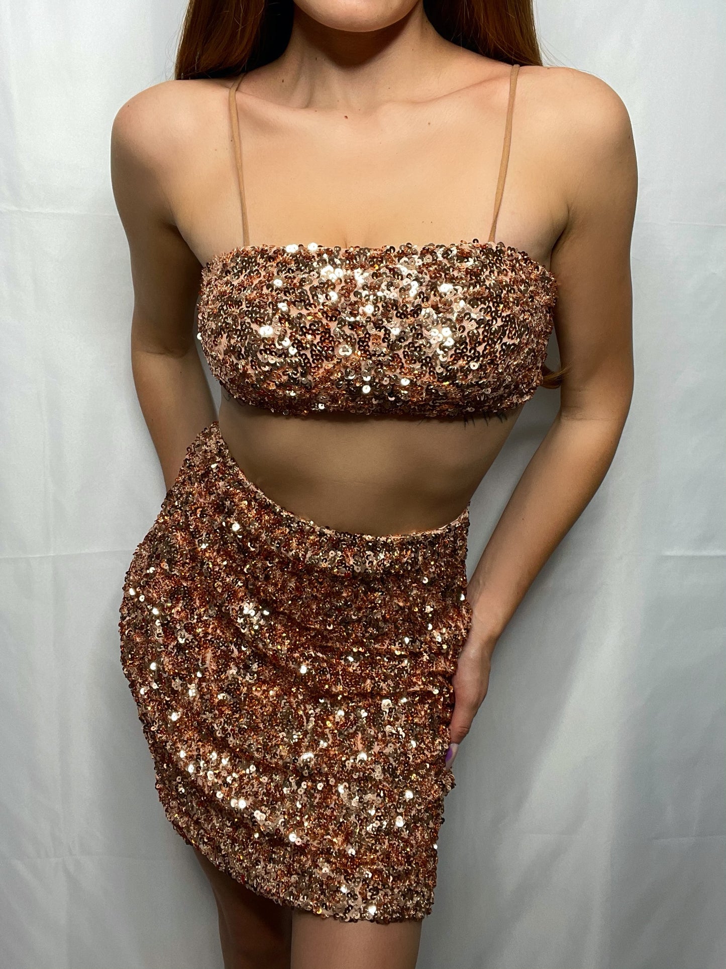 Stass Sequin Matching Set (Rose Gold)