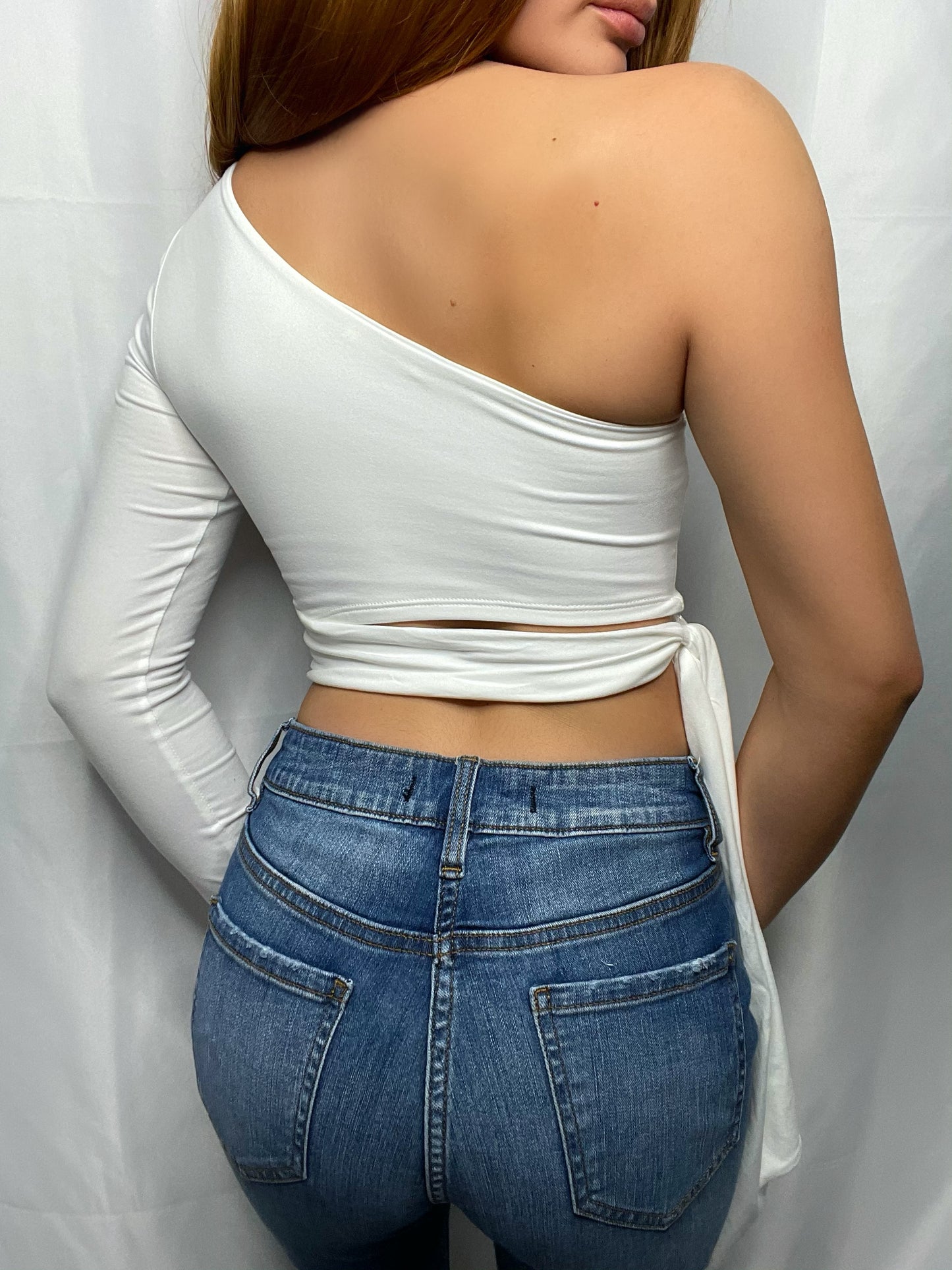 Aubree Half Tie Top (White)